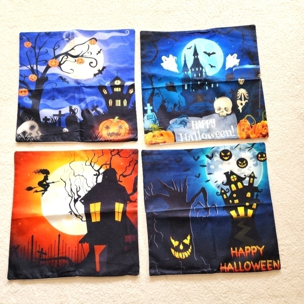 New Halloween linen Pillow Covers 18 × 18 Set of 4 Pack
